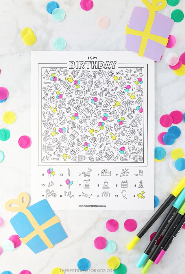 I Spy Birthday Sheet