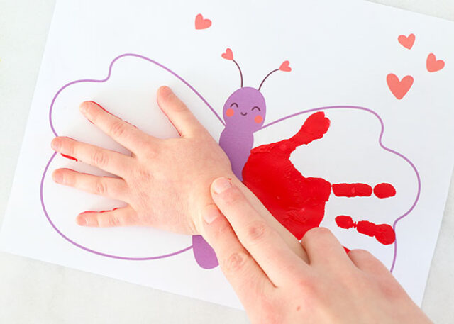 Hand stamping butterfly wing