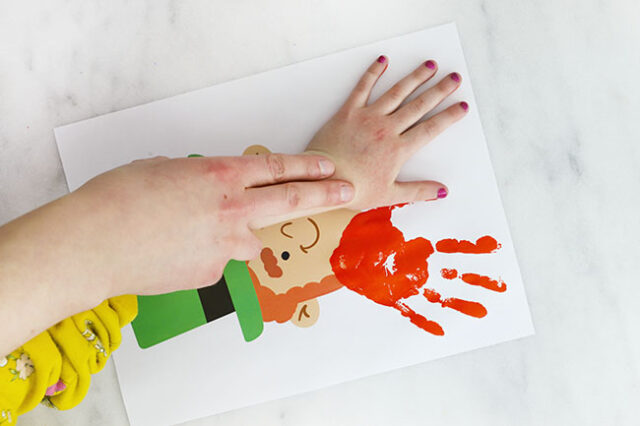 Hand stamping leprechaun beard