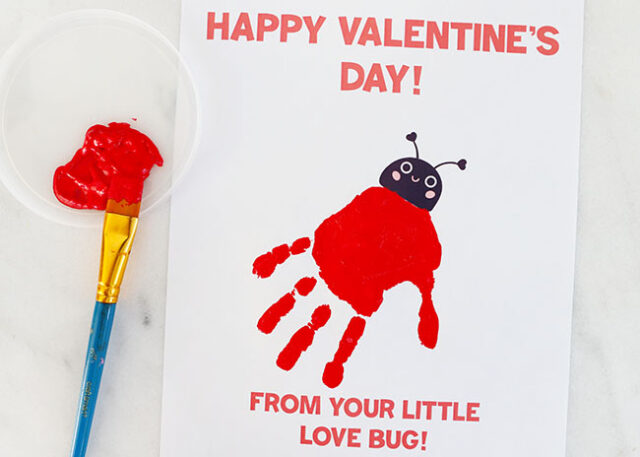 Ladybug body handprint on paper