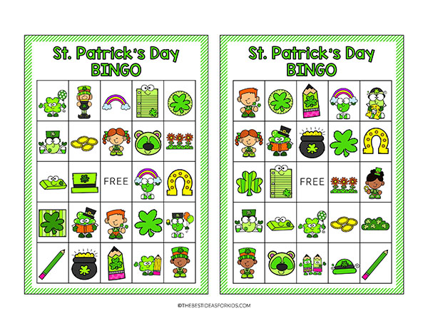 St Patrick's Day Bingo Cards for Kids