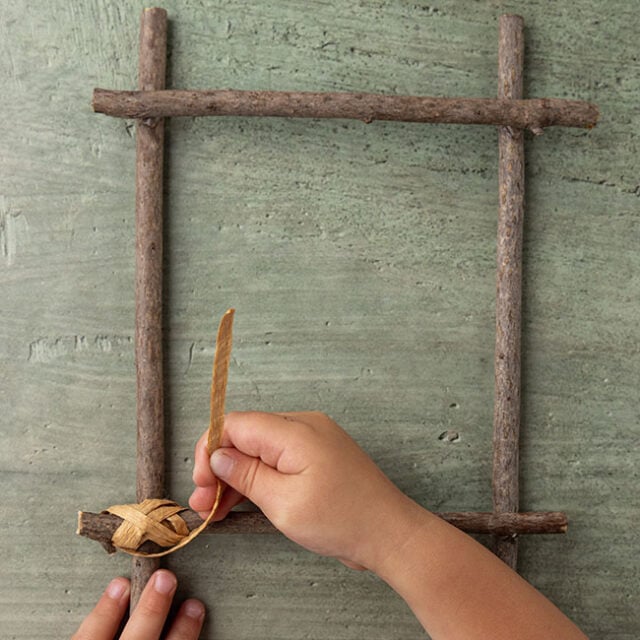 Add Raffia Ribbon to Sticks
