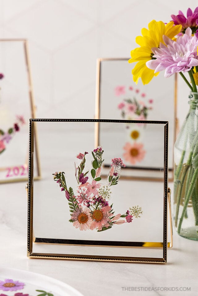 DIY Pressed Flower Handprint Keepsake