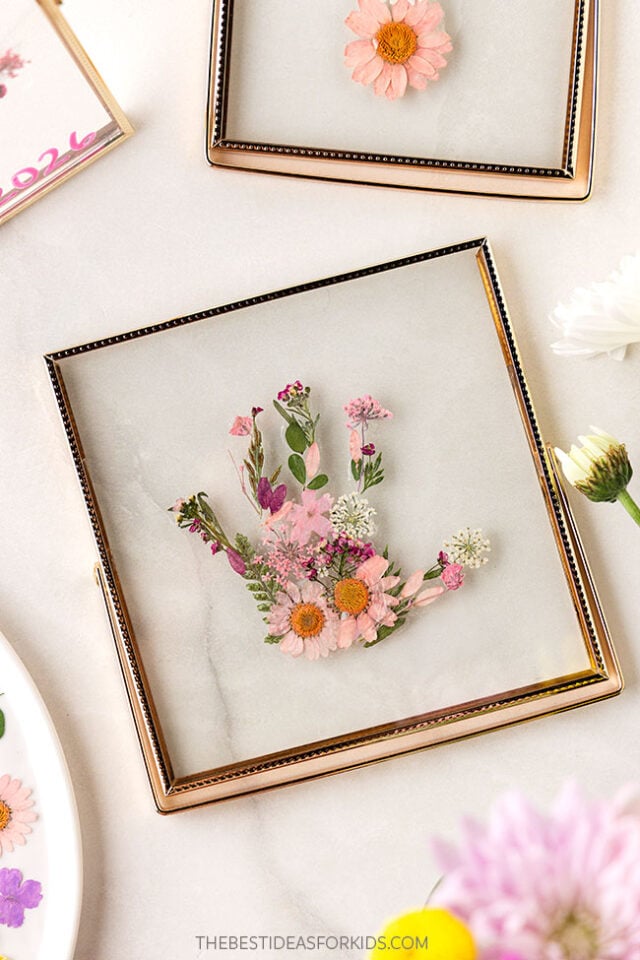 Handprint Keepsake with Pressed Flowers