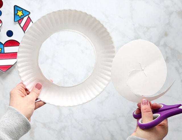Cut out the center paper plate