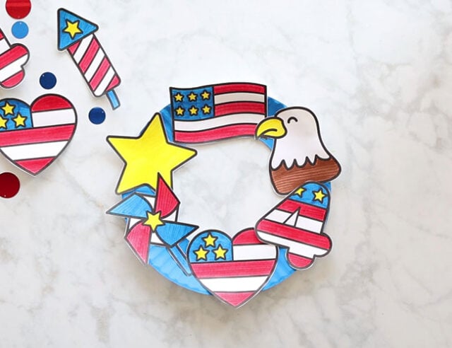 Glue to 4th of July Paper Plate
