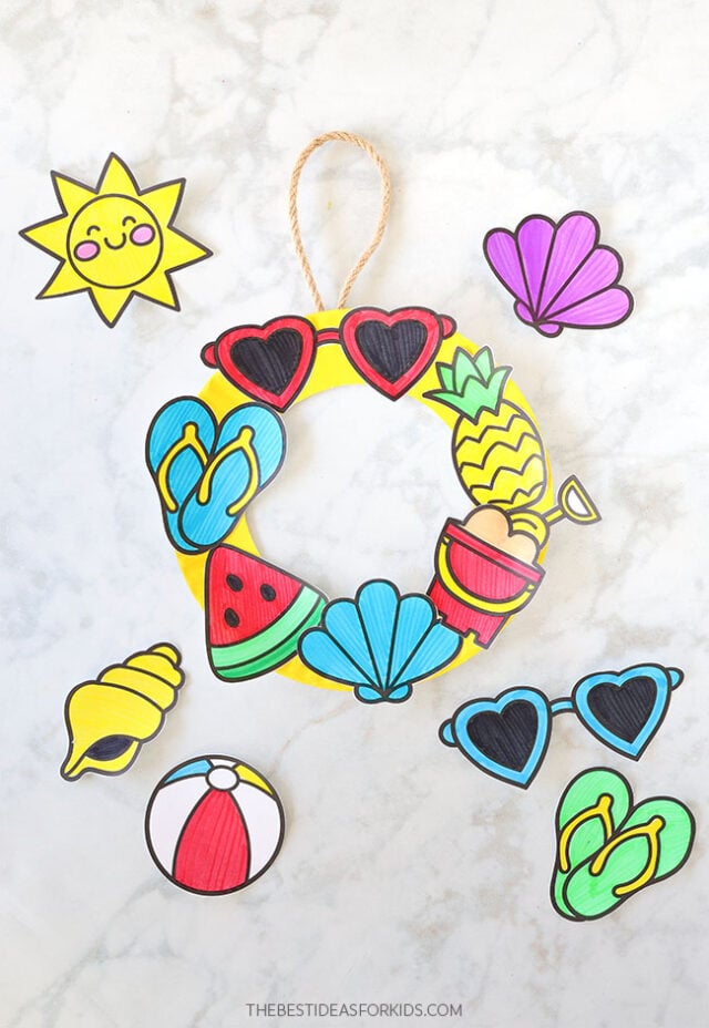 Summer Paper Plate Wreath Craft for Kids