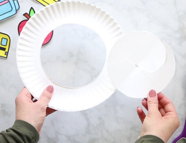 Cut out center of paper plate