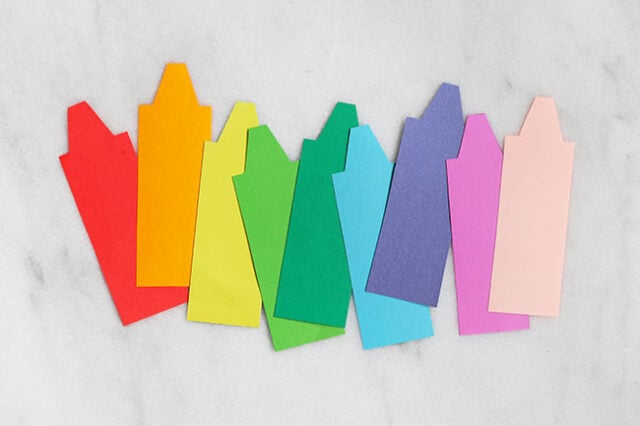 Cut out colorful paper crayons