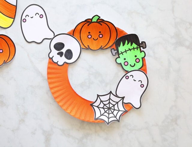Glue templates to paper plate