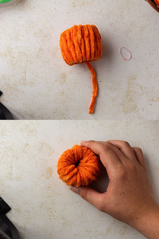 Glue yarn inside