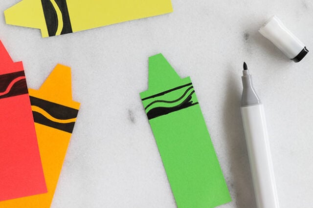 Marker detail on paper crayons