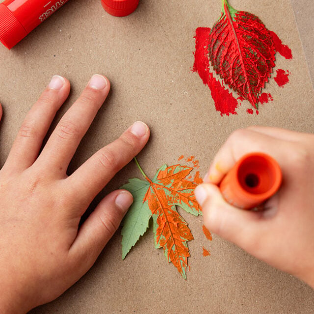 Paint leaves with paint sticks