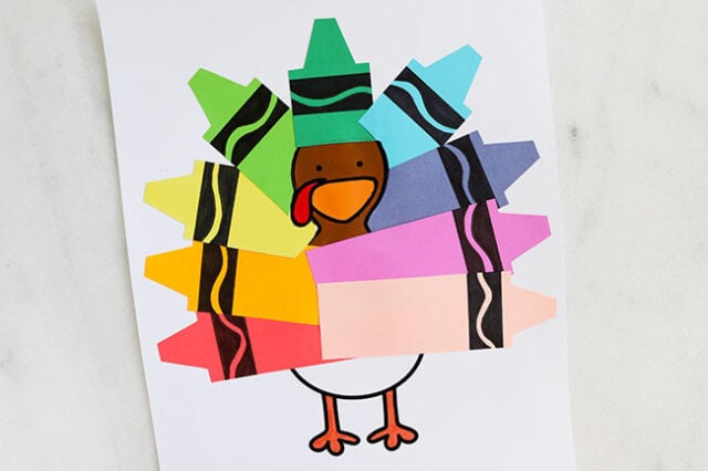 Paper crayons all glued down